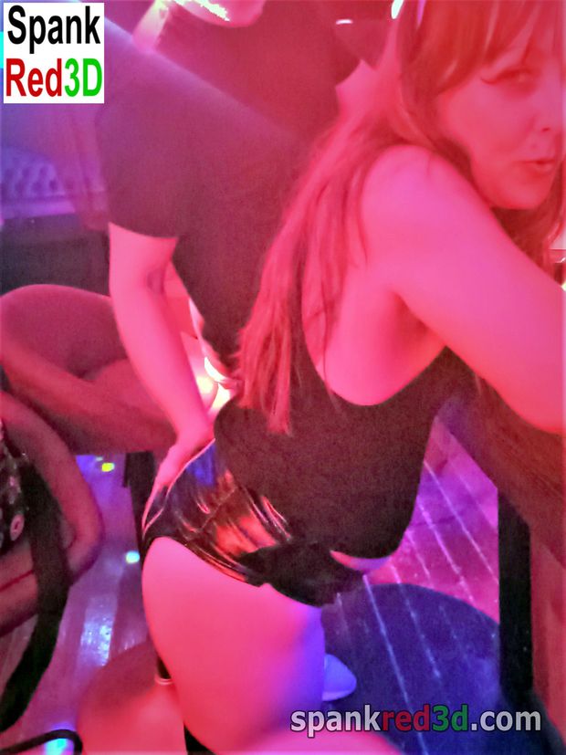 My GF spanked by a stranger in her PVC Hot pants in a nightclub