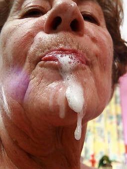 OLD GRANNY with her MOUTH FULL of CUM.
