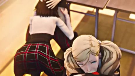 Makoto and Ann competing at sucking