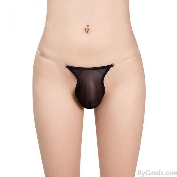 Sexy transparente cinturón malla ropa interior bulto bolsa transpirable Sissy hombres Lencería G-string t-back Tanga calzoncillos