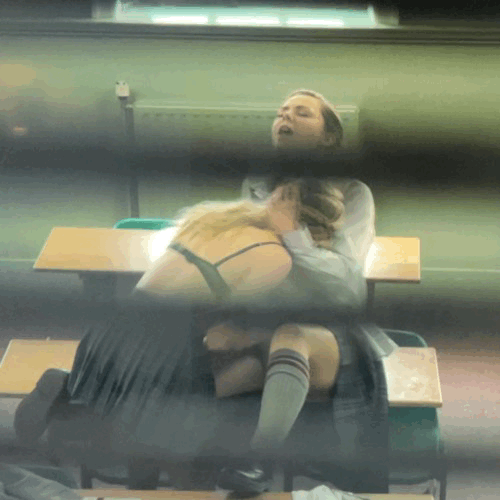 Lesbian Fingerbang in Classroom