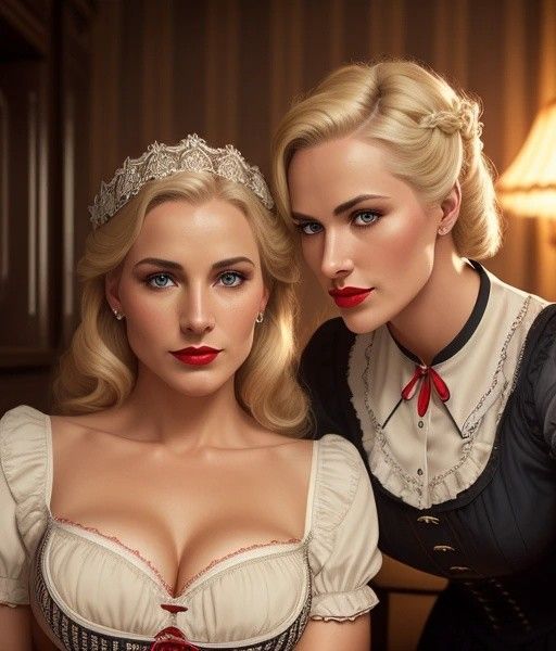 Blonde woman and her maid