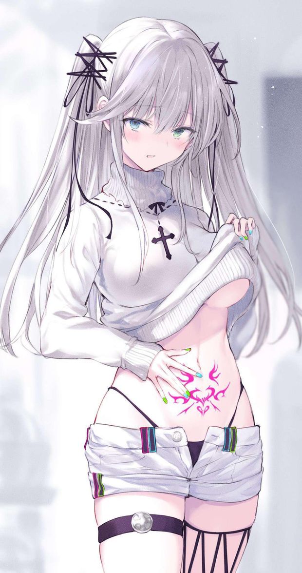 White hair Womb Tattoo