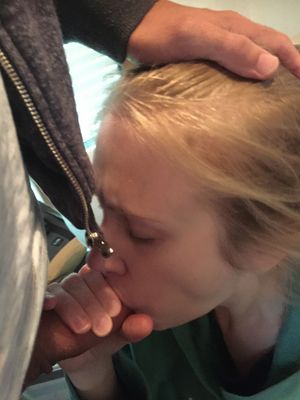 Blond amateur obediently sucking on some cock