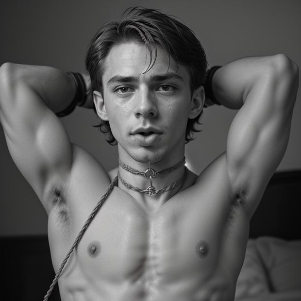 Sexy submissive man awaits his punishment