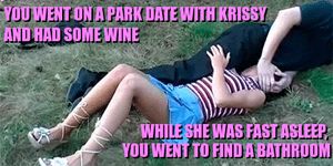 Your wife is a heavy sleeper on alcohol, but why did her breath smell like cum when you got back? Probably something she ate.