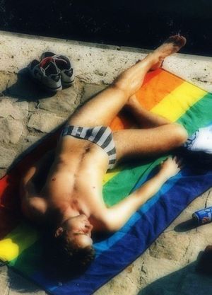 Black & White Striped Speedo