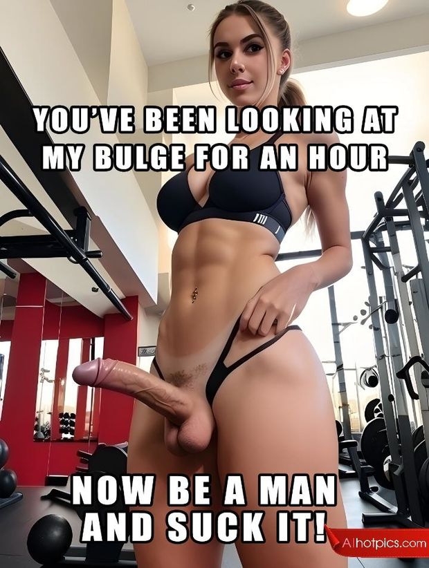 Beautiful futa at gym captioned