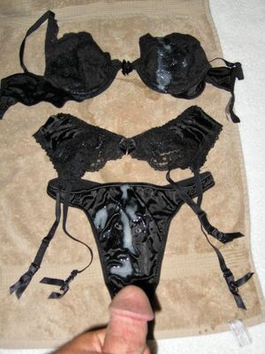 awesome cum tribute on black lingerie