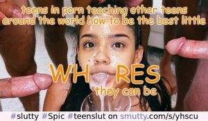 Slutty lil Spic teen slut bunny captioned