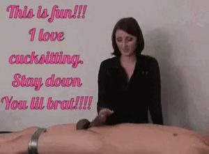 Bully hires teen to cucksit me. She's brutal, punishes my cock all night, while my wife gets fucked.