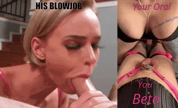Bully gets a real blowjob from my wife. I get feminized, chastity, tease and denial
