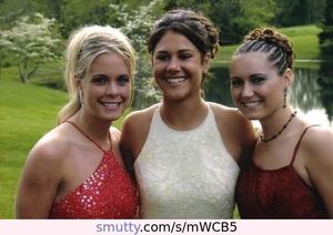 Three slutty lil elegantly dressed teensluts posing for the camera