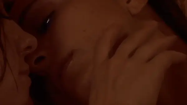 Sensual romantic lesbian kiss