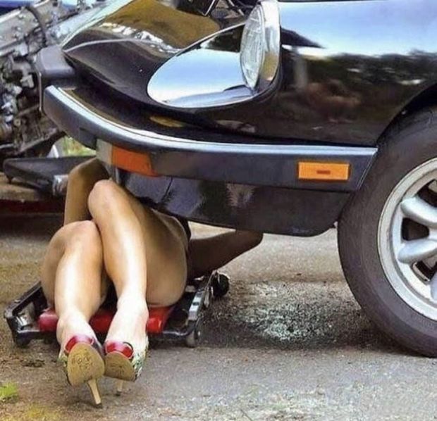 Hot babe car mechanic.