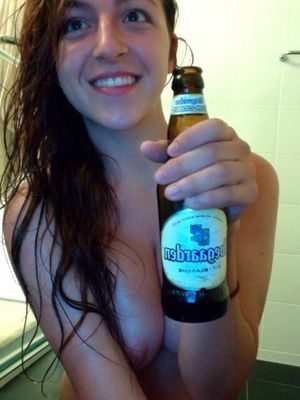 Posing With Her Beer