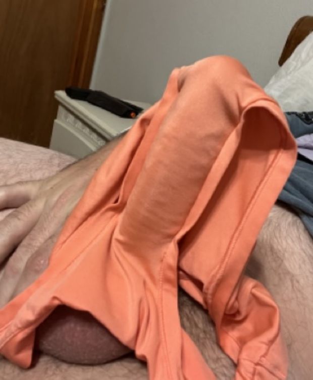 Cute teen panties on my hard cock