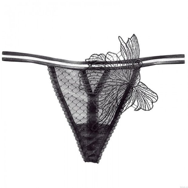Sexy Mariposa Bordado Malla Transpirable Correa Delgada Seductora De Talle Bajo Tanga T-Back Lencería Ropa Interior Sin Costuras Naughty Slutty Calzoncillos