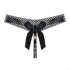 Sexy cinturón hueco lazo Crotchless Hebilla Cintura baja Tanga T-Back Lencería Ropa interior Calzoncillos de puta Sin costuras Travieso Bragas
