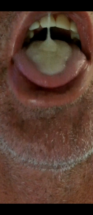 I'm just about to swallow this big load that squirted out of me