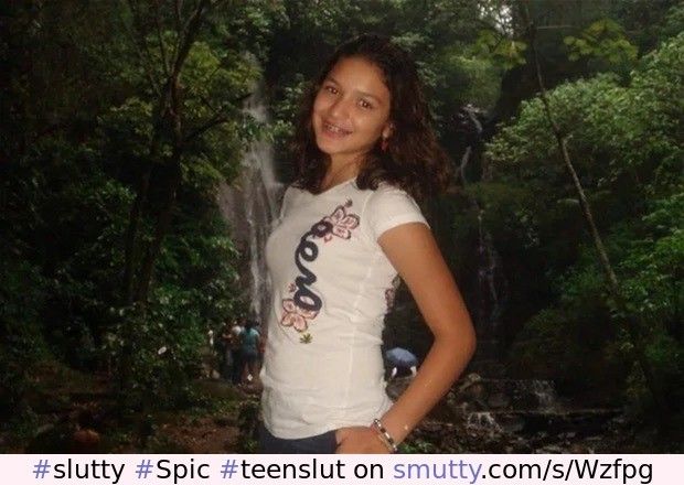 Slutty lil Spic teen slut poses outdoors
