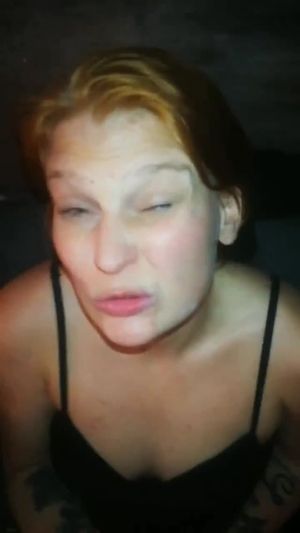 Whore wife comes home and i make her suck my cock to get in the house