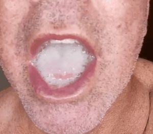 swallowing a load of my sperm that ended up in my mouth. yummy