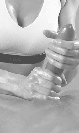 Oiled and stroked with both hands