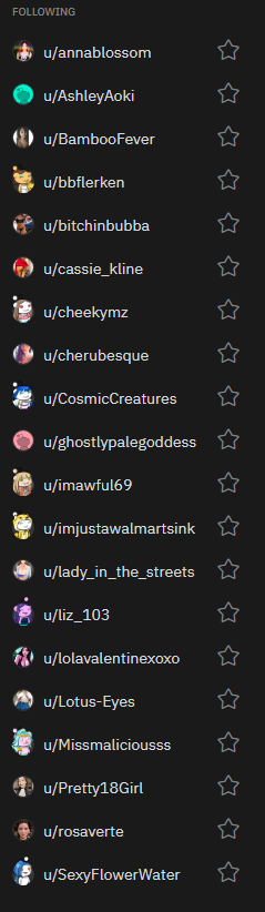 reddit following list