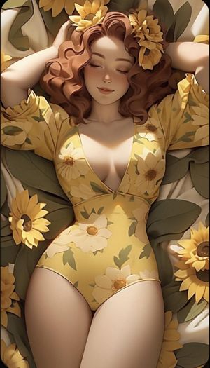 Ai beauty redhead reclining