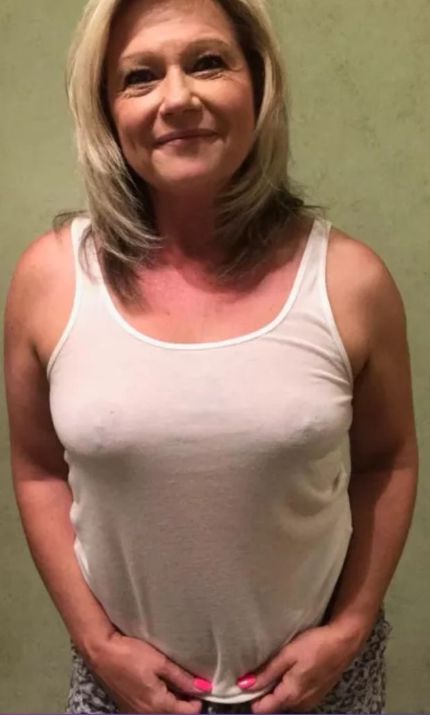 lovely mature white tank with nipples poking