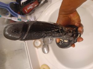 Anal soaked 10 inch dildo