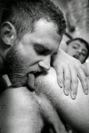 older guy licking twink's hairy hole