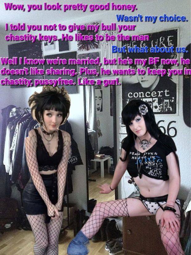 I gave my wife's bull my keys. He takes over, feminizes me, keeps me locked and pussyfree. My wife thinks I'm cute. She loves his cock.