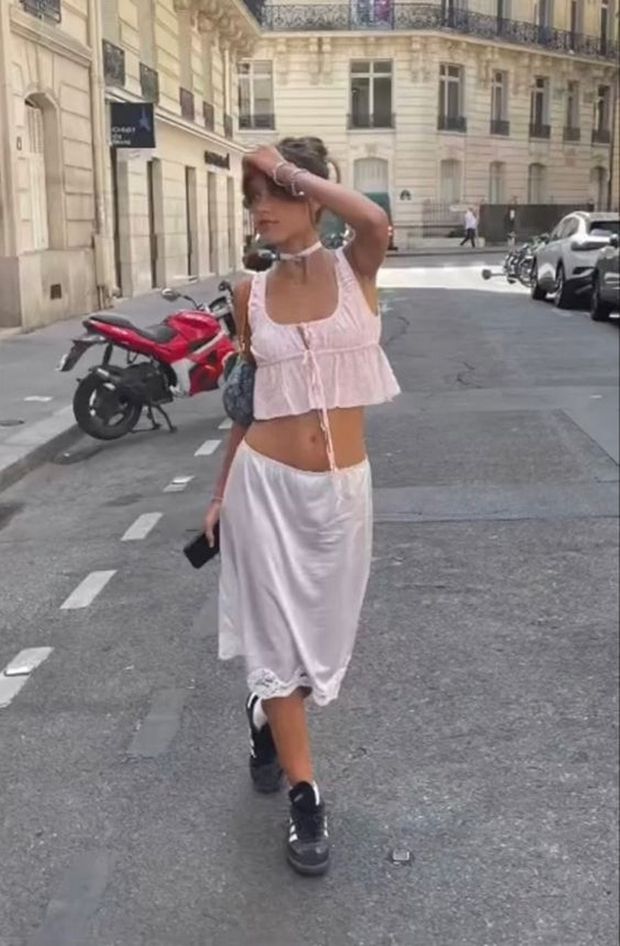 Silky Lacy Slip In The Street!