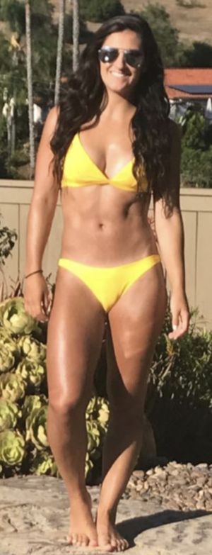 Yellow beach brunette girlfriend