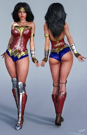 Pretty brunette nice ass wonder woman cosplay...