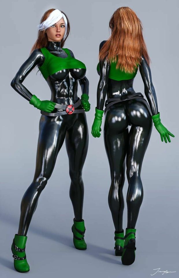 Pretty blonde nice ass black latex cosplay...