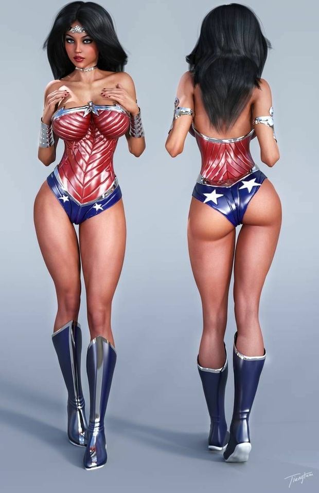 Pretty brunette nice ass wonder woman cosplay...