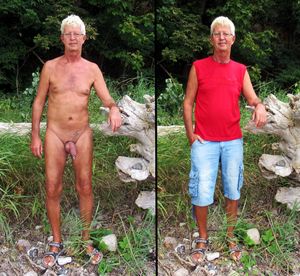 Norbert Kempe nackt und bekleidet