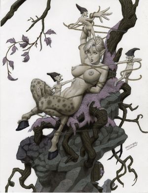 I think the goblin at the bottom is sticking it in