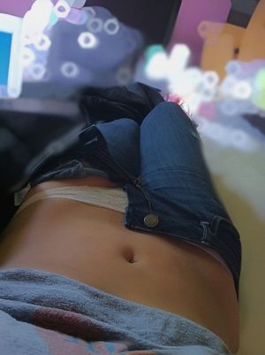 Amateur selfshot showing open jeans