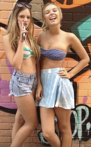 Sexy bikini tops on these hose hounds.