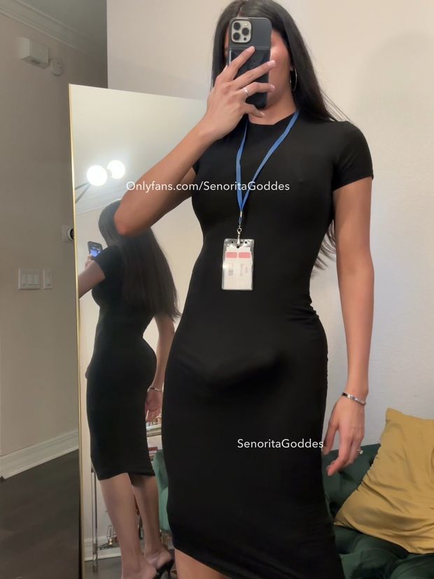 Delicious bulge in a dress