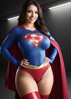 Pretty brunette Supergirl/Superwoman cosplay...