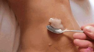 this teen swallows a spoon full of protein juice!