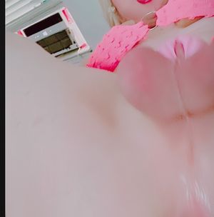Blonde sissy with caged clit ready for cock