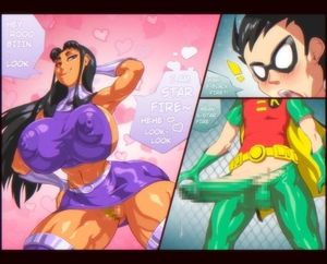 Copyright dc dc comics teen titans Character blackfire dick grayson robin (dc) starfire (cosplay) Artist angelauxes