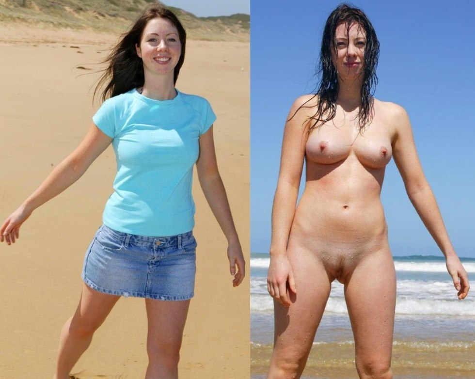Clothed and nude on the beach.