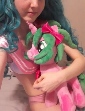 Cute & Sexy Egirl Voice Actor MagicalMysticVA With Pony Plushie In Magical Lingerie